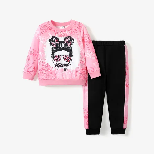 Toddler Boy/Girl 2pcs Character Print Tie-dyed Sweatshirt and Sweatpants Set