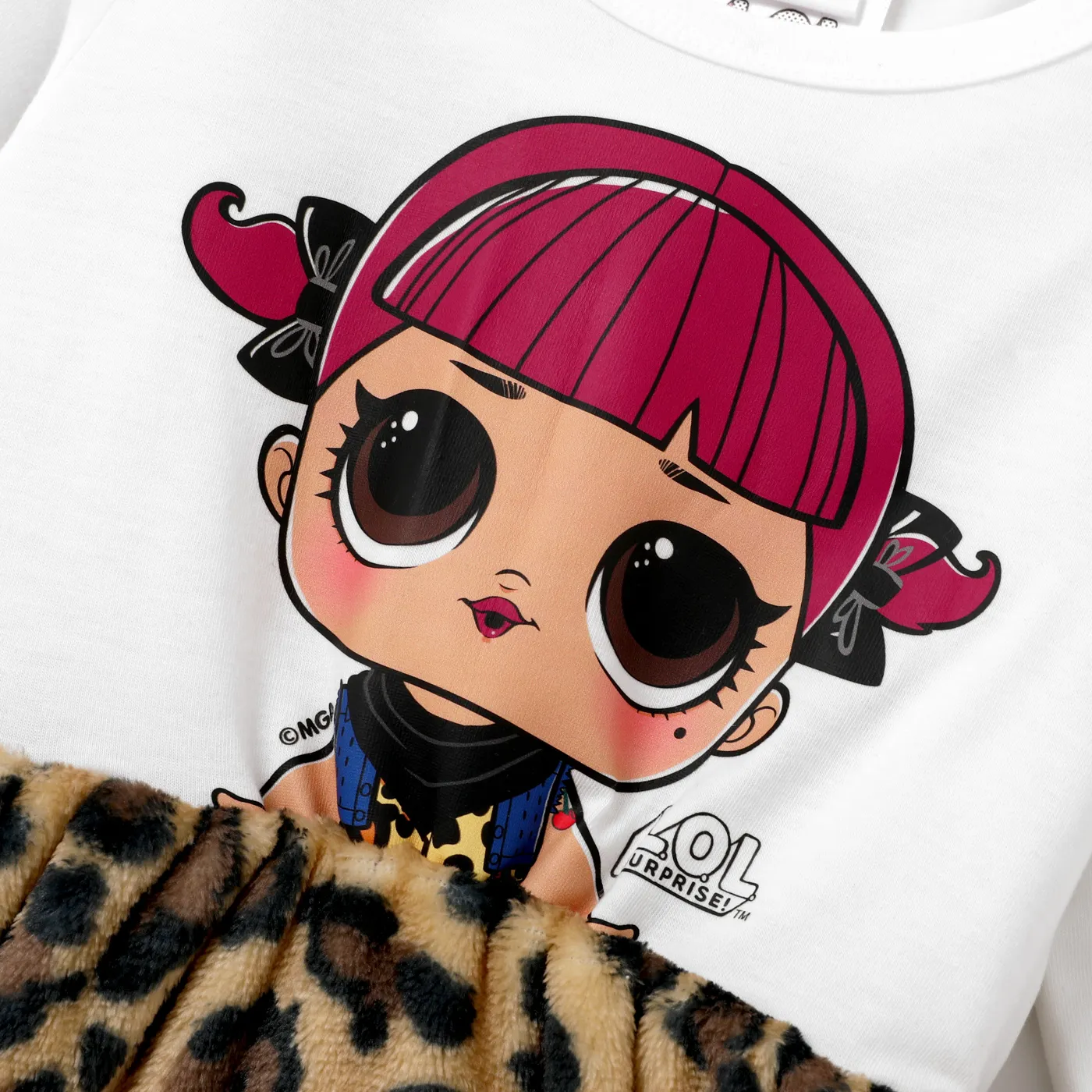 L.O.L. SURPRISE! Toddler Girl Graphic Print Long-sleeve Fleece Coat or Leopard Print Dress Brown image 2