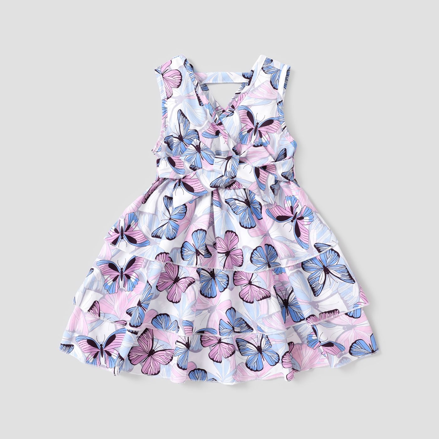 

Toddler Girl Sweet Allover Butterfly Print Belted Tank Dress