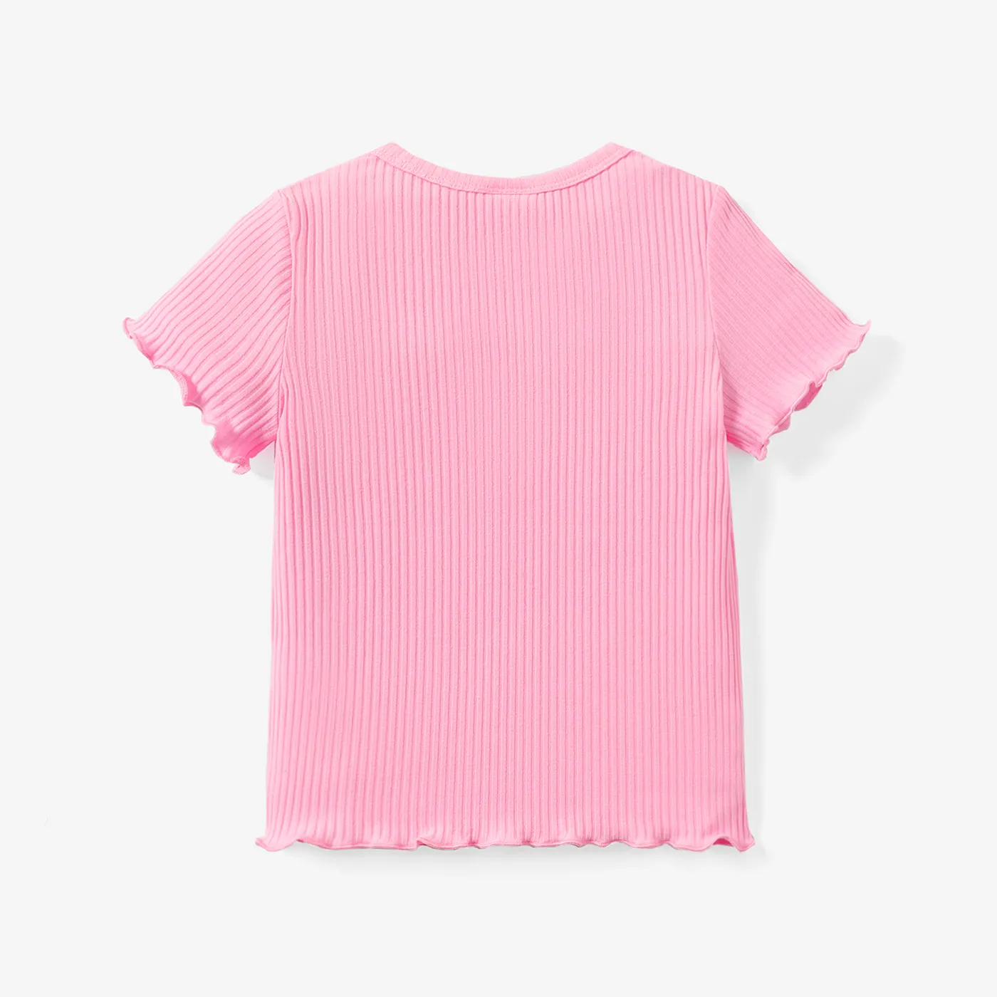 Toddler Girl Letter Embroidered Lettuce Trim Cotton Short-sleeve Tee  image 2