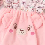 Baby Girl Bear Animal Pattern Ruffle Edge Dress Pink image 4
