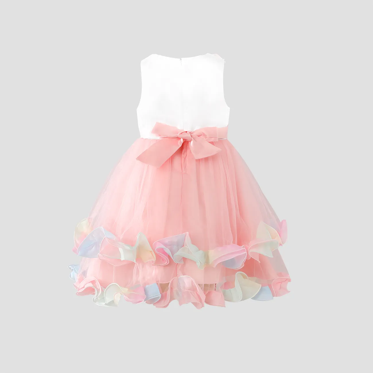 幼兒女孩/兒童女孩甜美熱帶花卉網眼服裝連衣裙 粉色 big image 1