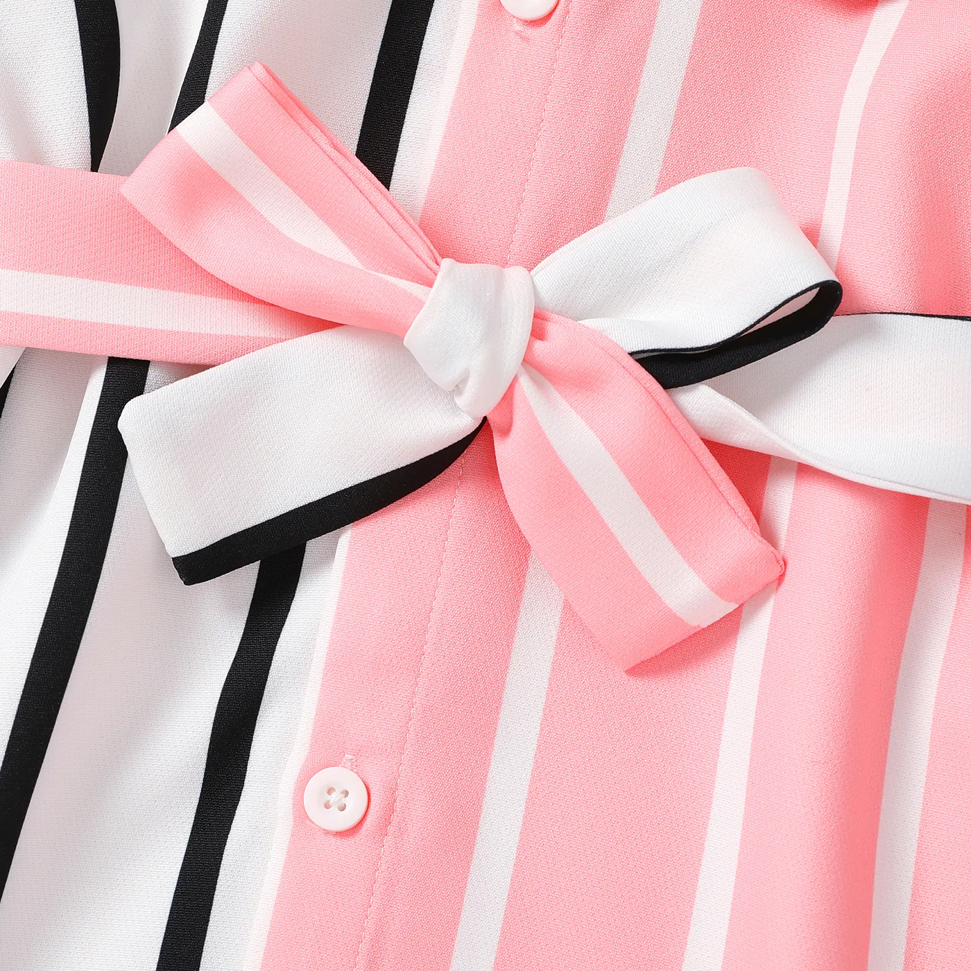 Toddler Girl Trendy Stripe Lapel Collar Belted Dress  image 3