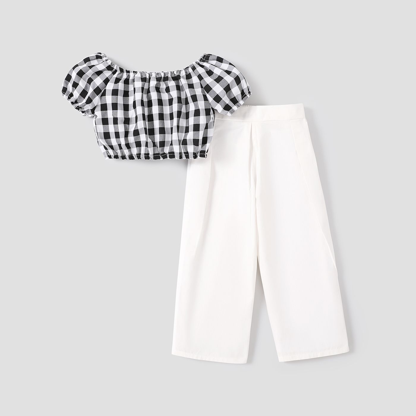

2pcs Toddler Girl Trendy Plaid Tee and Elasticized Pants Set