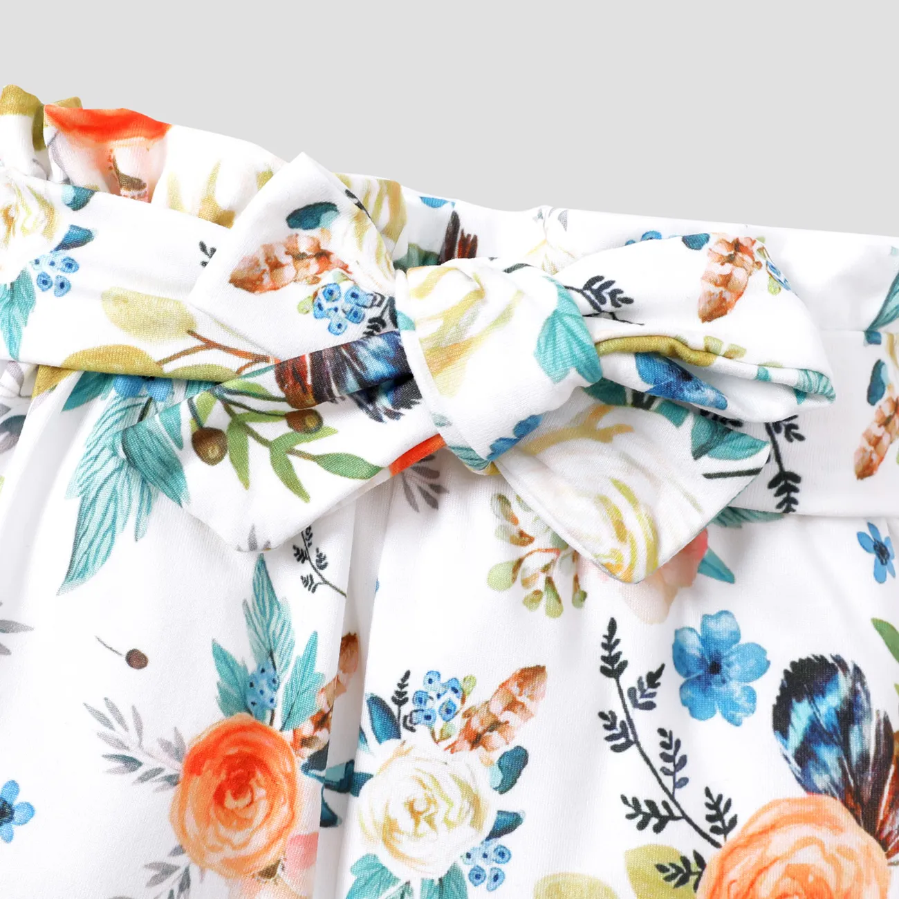 100% Cotton 3pcs Floral Print Short-sleeve Baby Set Green big image 1