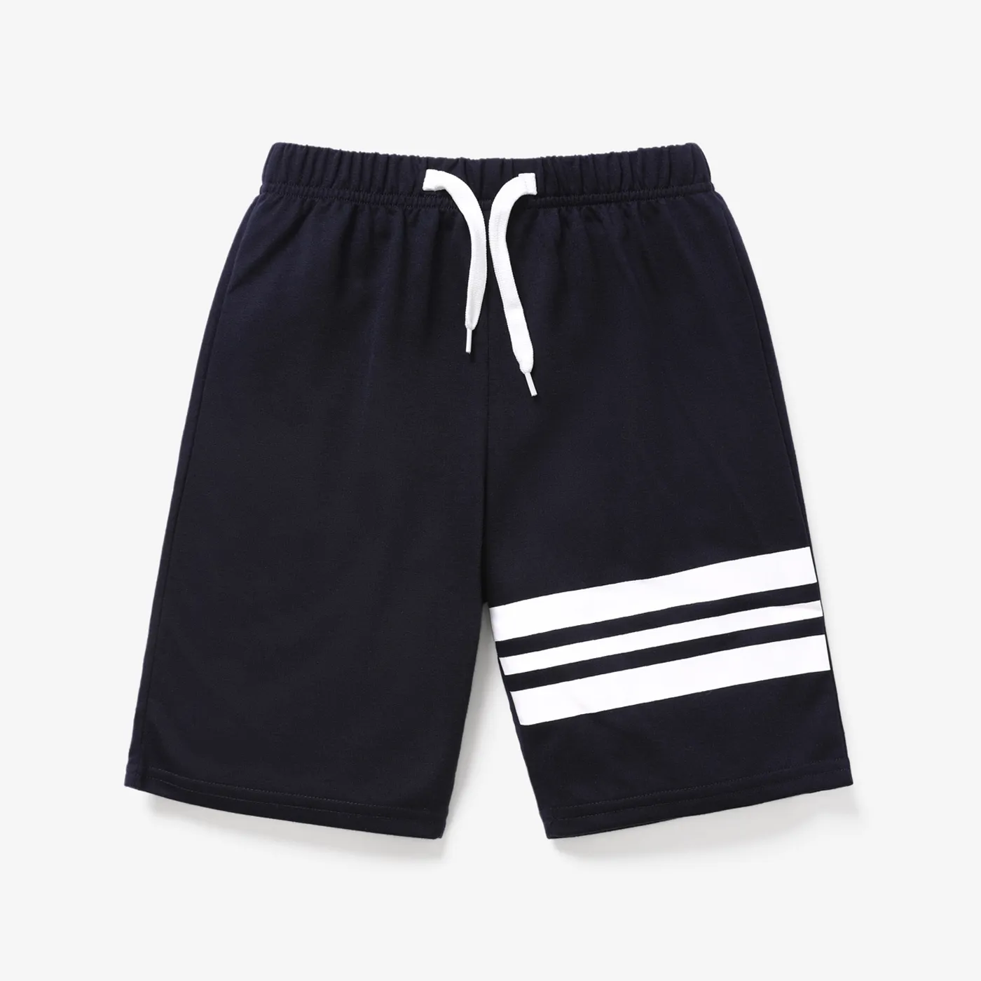 Kid Boy Stripe Print Elasticized Shorts Dark Blue