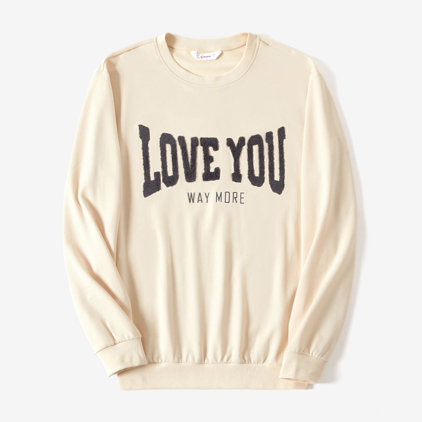 Family Matching Casual Solid Color Letters Embroidered Long Sleeve Tops