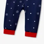 Christmas Family Matching Reindeer&Snowflake Print Long-sleeve Zipper Hooded Onesies Pajamas Sets (Flame resistant) Blue image 6