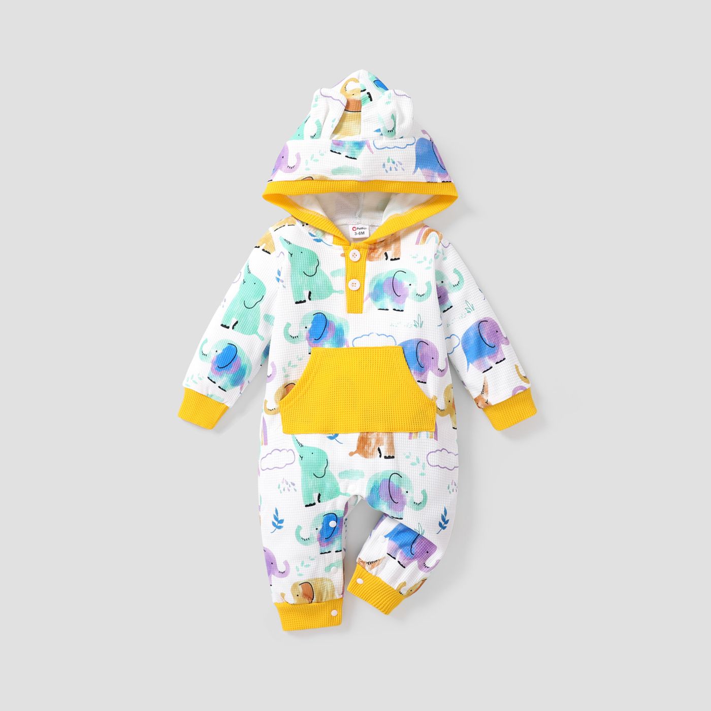 Baby Girl / Boy Animal Pattern Hooded Casual Jumpsuit