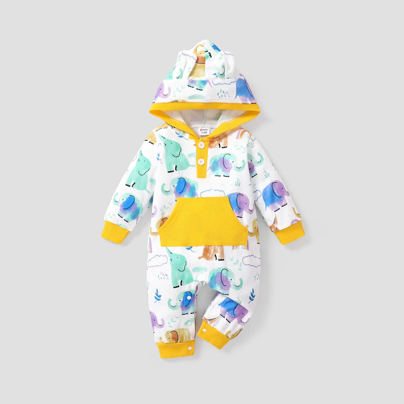 Baby Girl/Boy Animal Pattern Hooded Casual Jumpsuit  big image 1