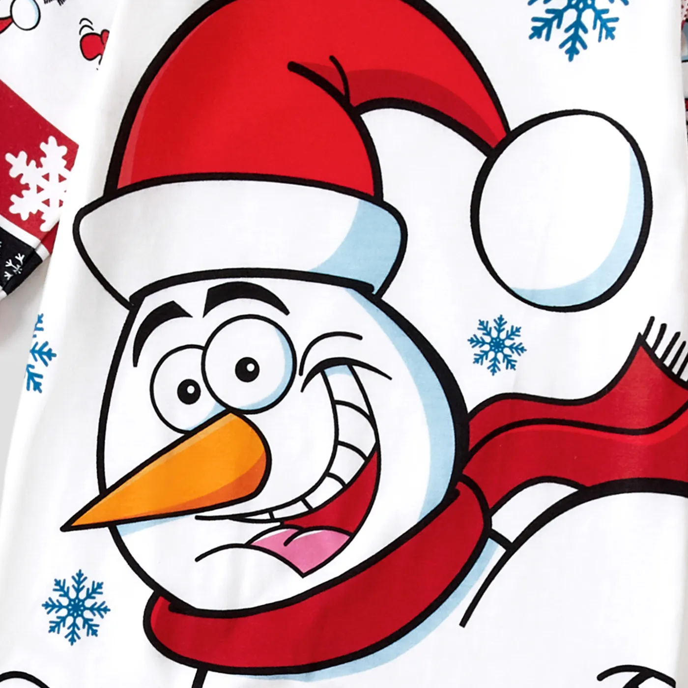 Christmas Snowman Family Matching Pajamas Sets (Flame Resistant) Red image 4