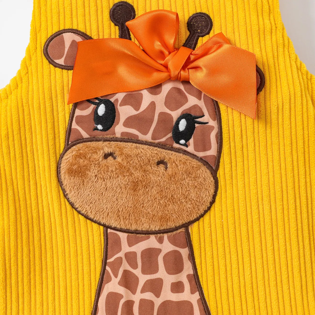Baby Girls Childlike Giraffe Animal print 3D design Dress Yellow big image 1