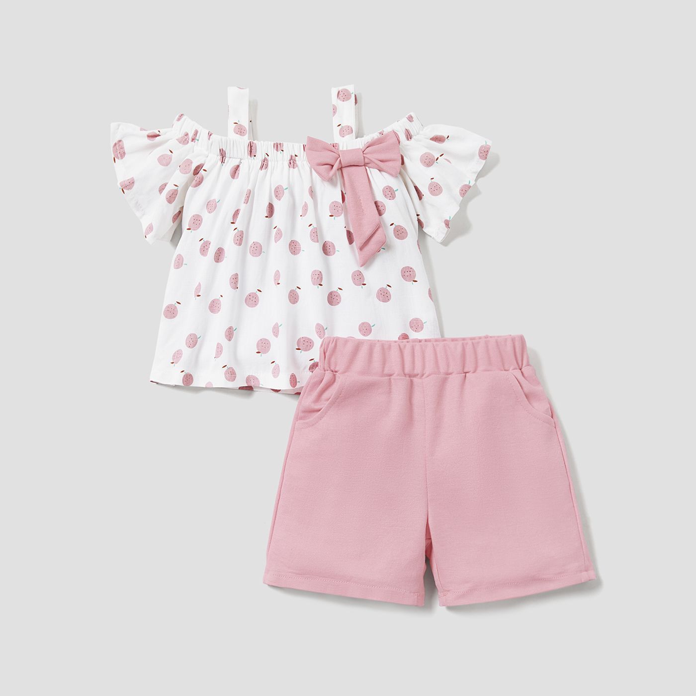 2-piece Toddler Girls Fruit Print Bow Top And Shorts Set