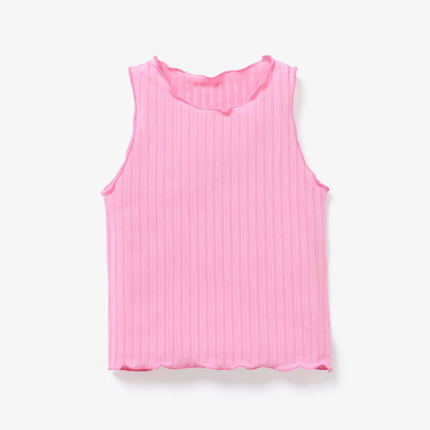 Toddler Girl Solid Color Lettuce Trim Tank Top