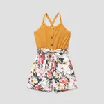 Baby / Toddler Girl Bowknot Floral Jumpsuit Orange