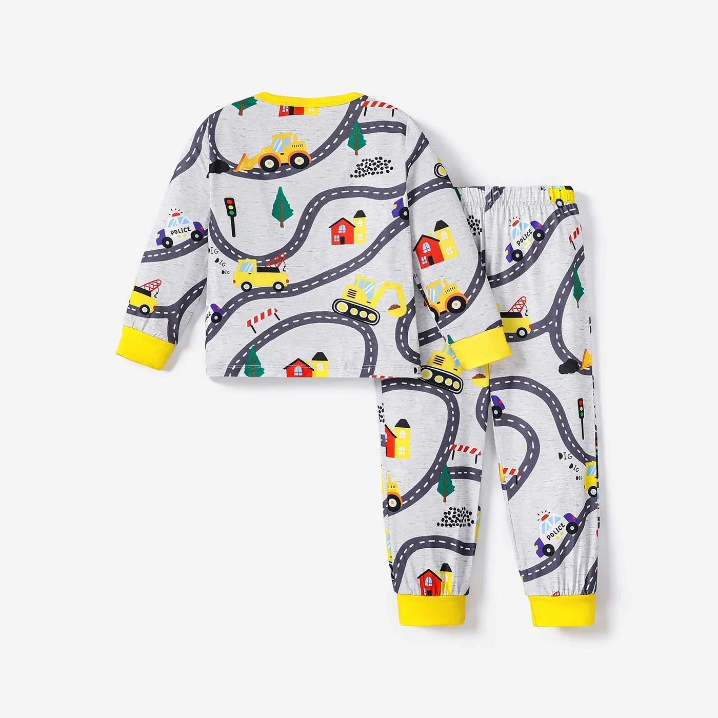 2PCS Kid Boy Fashionable Casual Pajama Top/ Pants Set  WARMGREY image 2