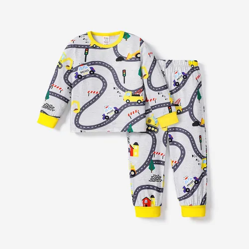 2PCS Kid Boy Fashionable Casual Pajama Top/ Pants Set 