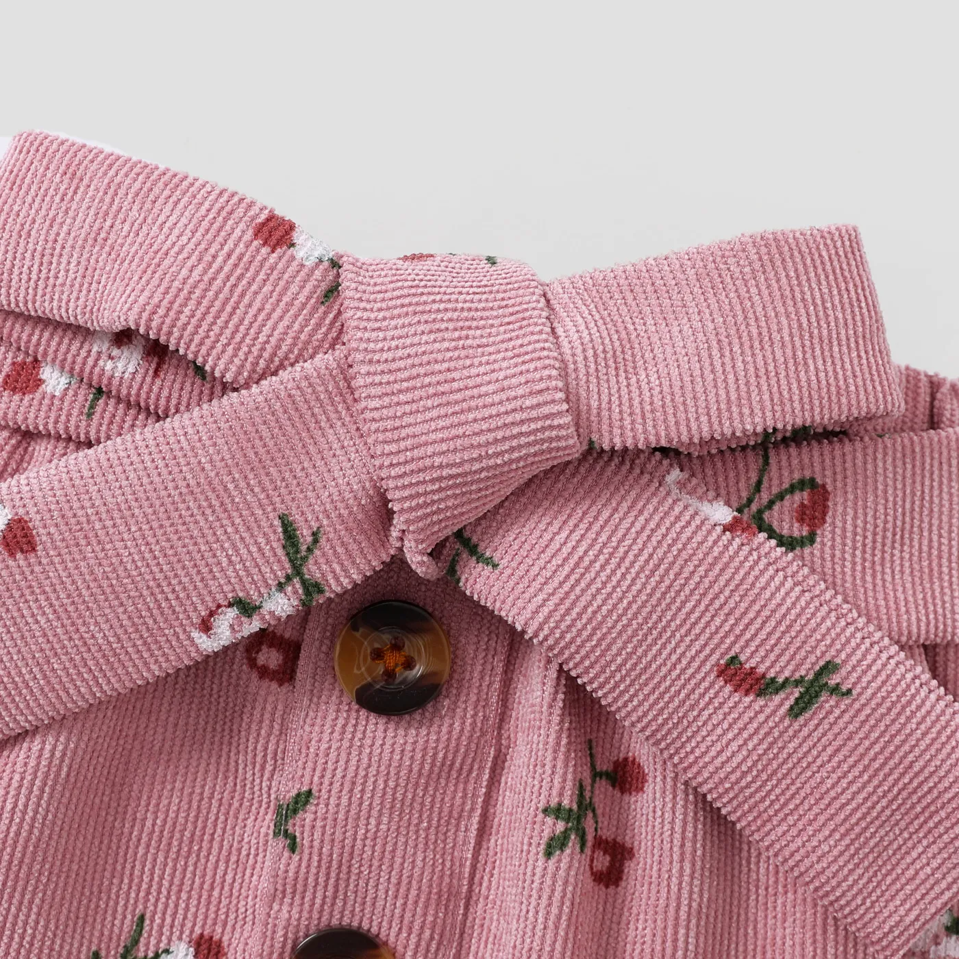 3pcs Baby Girl 95% Cotton Ribbed Ruffle Short-sleeve Tee and Floral Print Belted Skirt & Headband Set Pink image 6