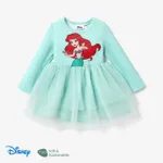 Disney Princess Toddler Girl Character Naia™ Print Long-sleeve Mesh Overlay Fairy Tulle Dress Aqua