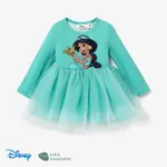Disney Princess Toddler Girl Character Naia™ Print Long-sleeve Mesh Overlay Fairy Tulle Dress Turquoise