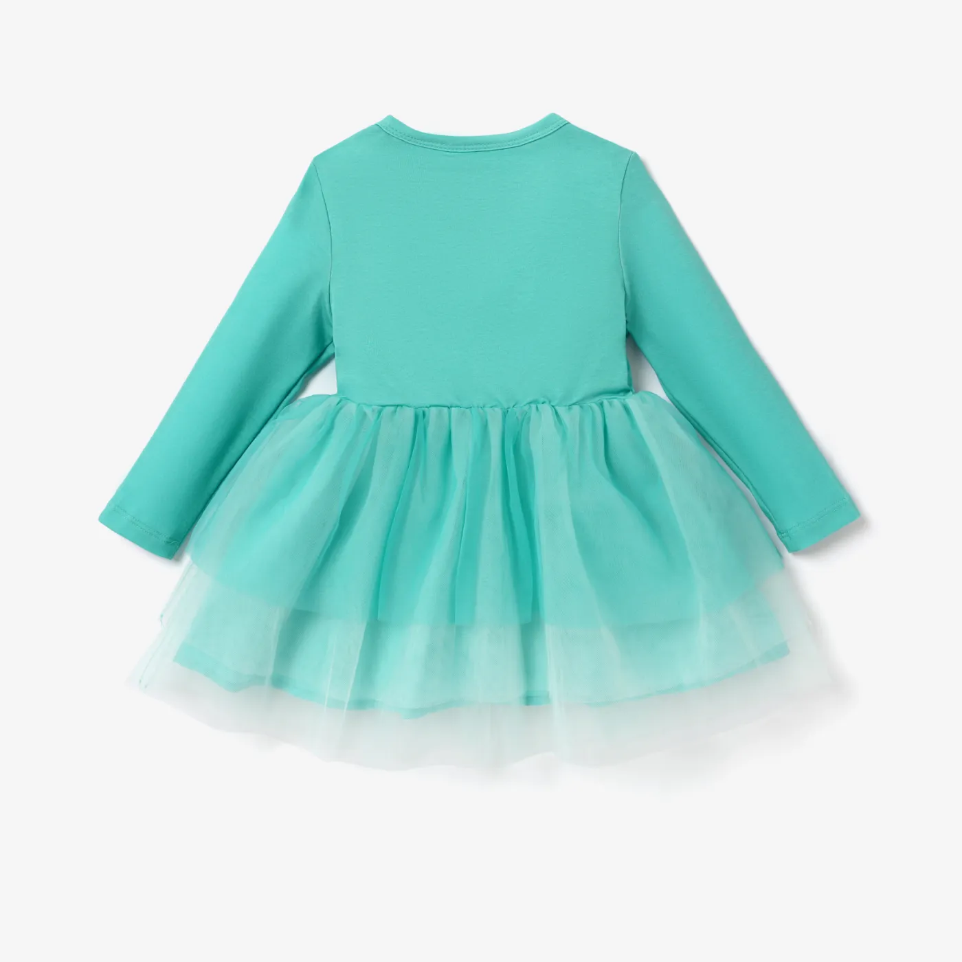 Disney Princess Toddler Girl Character Naia™ Print Long-sleeve Mesh Overlay Fairy Tulle Dress Turquoise image 2