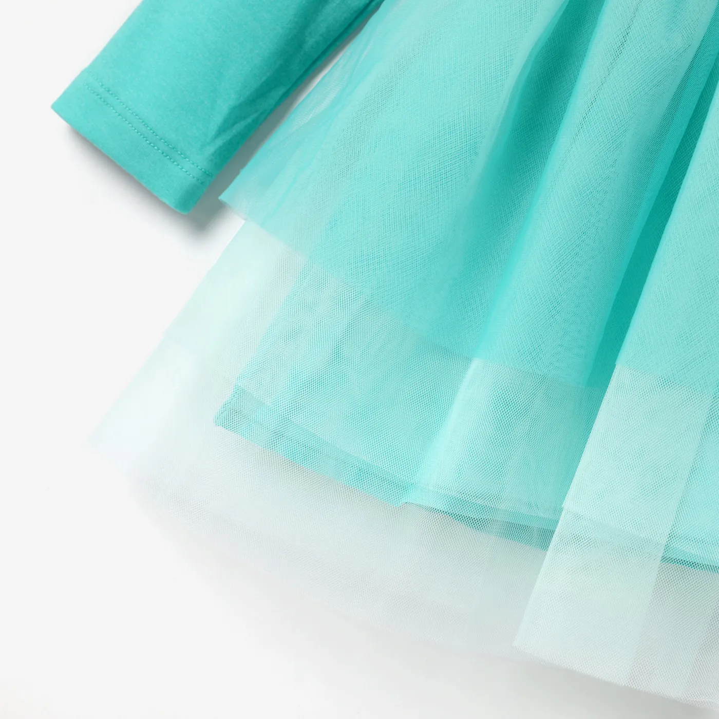 Disney Princess Toddler Girl Character Naia™ Print Long-sleeve Mesh Overlay Fairy Tulle Dress Turquoise image 4
