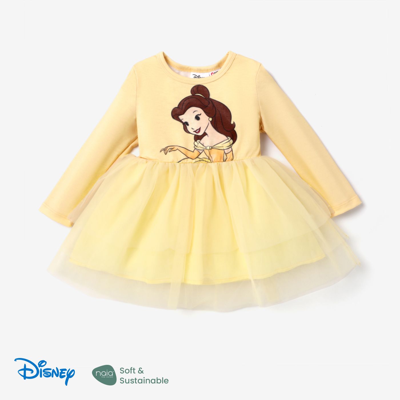 

Disney Princess Toddler Girl Character Naia™ Print Long-sleeve Mesh Overlay Fairy Tulle Dress