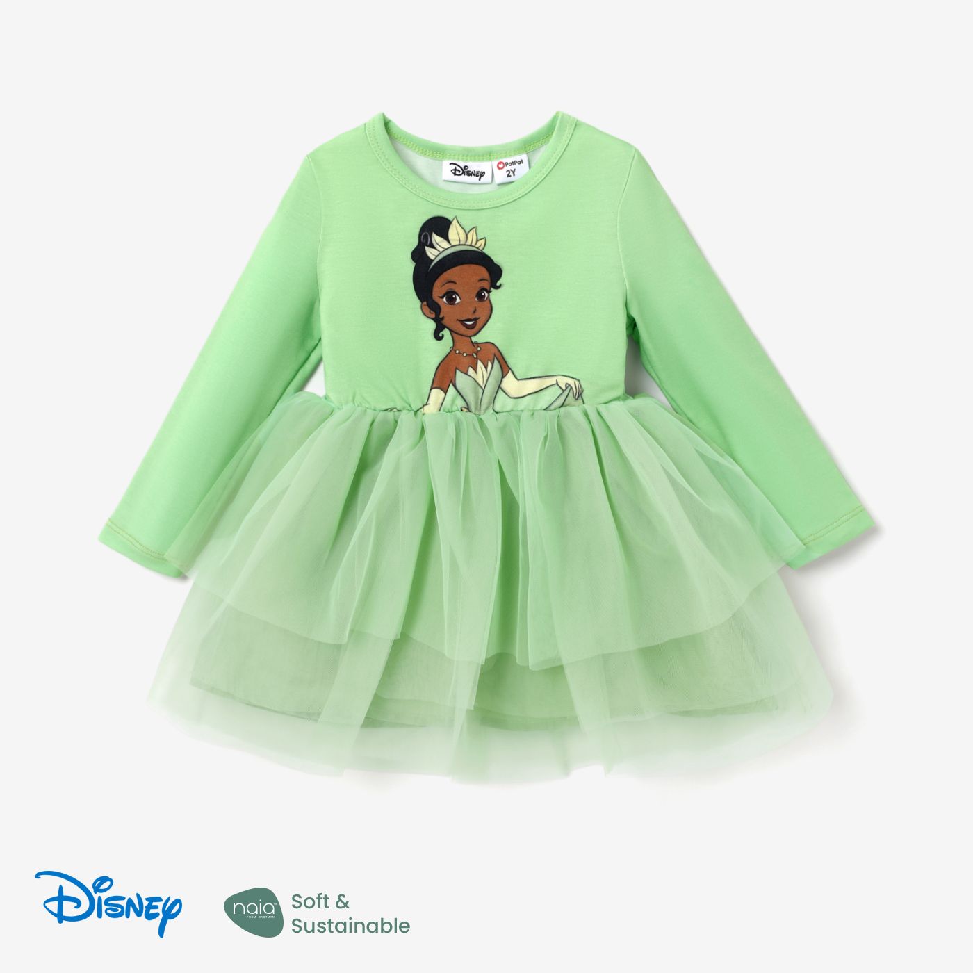 Disney Princess Toddler Girl Character Naiaâ¢ Print Long-sleeve Mesh Overlay Fairy Tulle Dress