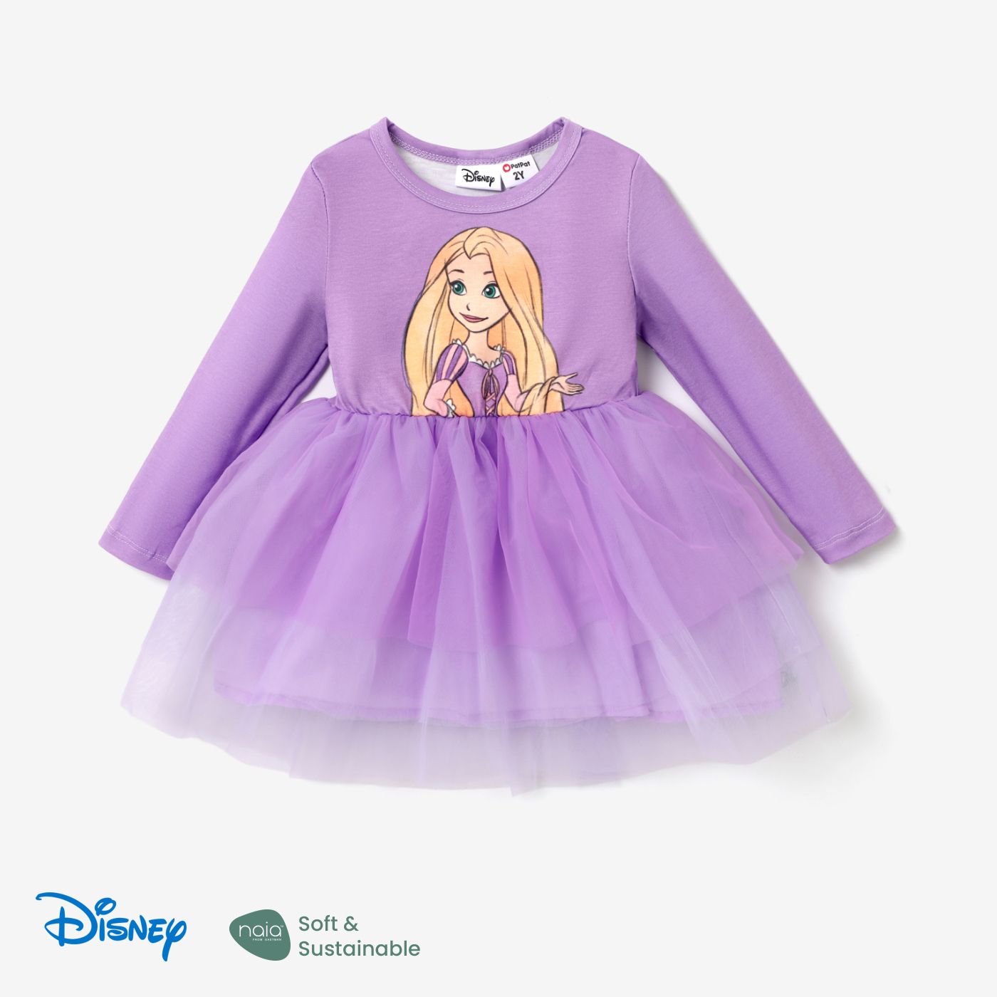 

Disney Princess Toddler Girl Character Naia™ Print Long-sleeve Mesh Overlay Fairy Tulle Dress