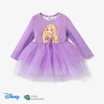 Disney Princess Toddler Girl Character Naia™ Print Long-sleeve Mesh Overlay Fairy Tulle Dress Purple