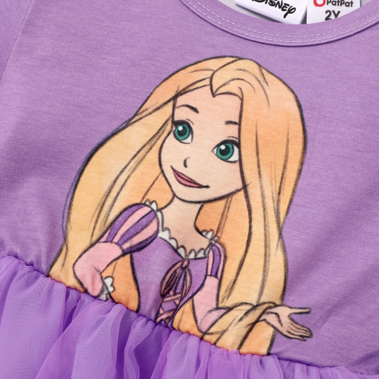 Disney Princess Toddler Girl Character Naia™ Print Long-sleeve Mesh Overlay Fairy Tulle Dress Purple big image 1