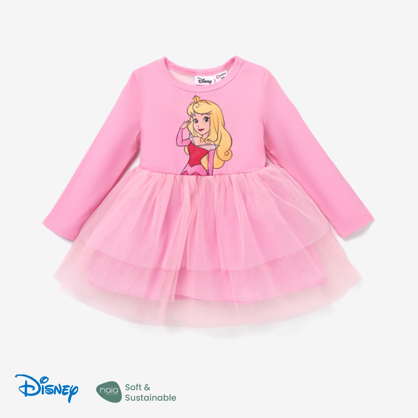 Disney Princess Toddler Girl Character Naiaâ¢ Print Long-sleeve Mesh Overlay Fairy Tulle Dress