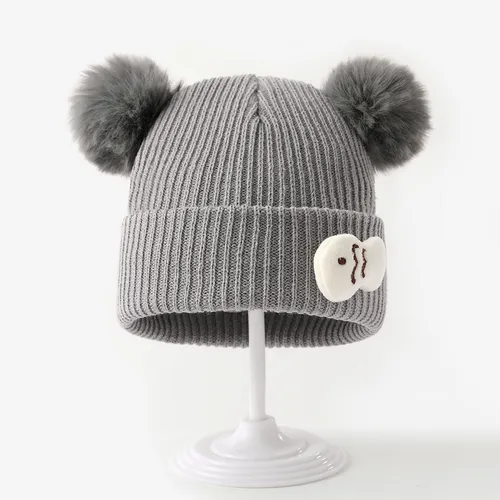Children's Double Ball Beanie Cartoon 3D Fish Pattern Knitted Hat
