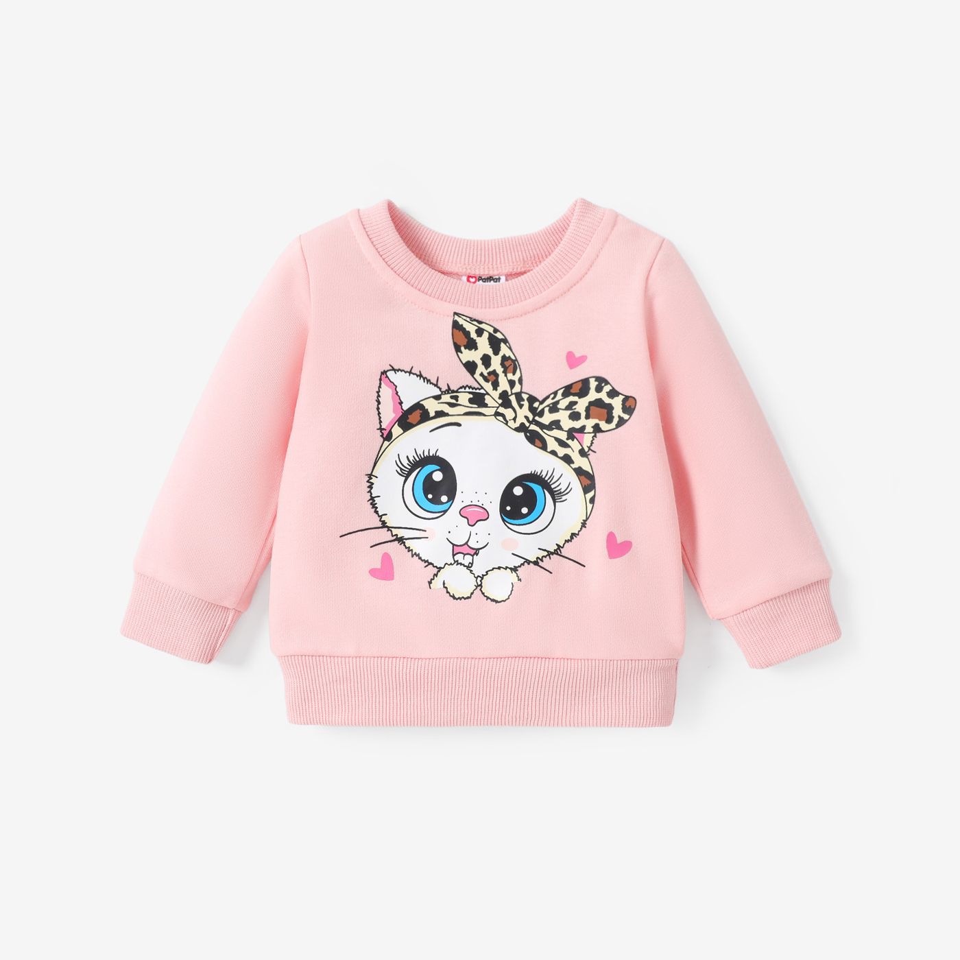 Baby Girl Cat Print Long-sleeve Pullover Sweatshirt