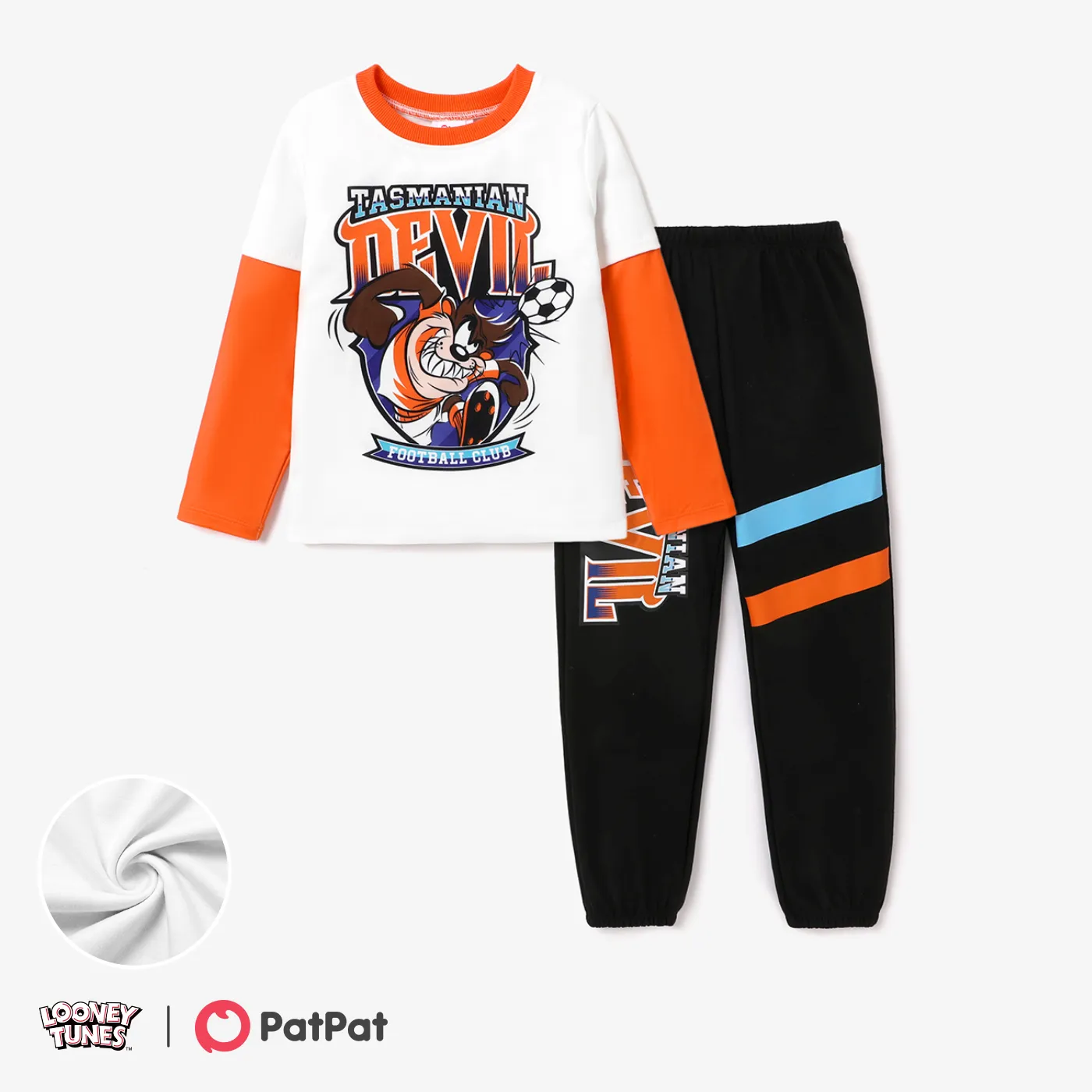 Looney Tunes Kid Boy Character Print Long-sleeve Top or Black Pant