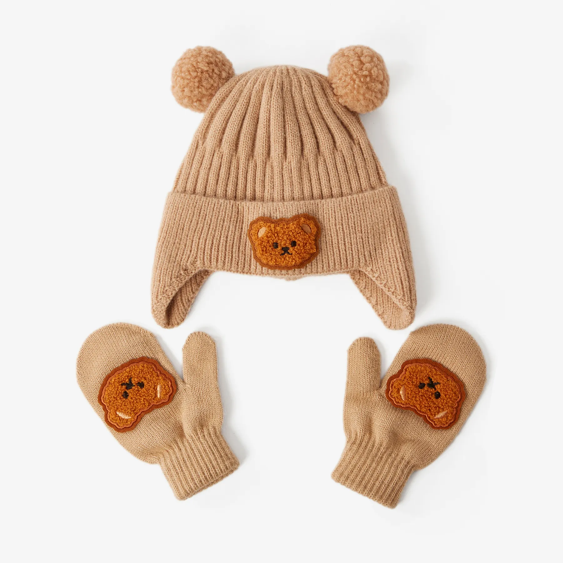 A must-have warm set of woolen ear hats and gloves for Baby/toddler in winter