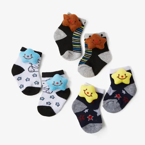 3-pack confortável dos desenhos animados estrela boneca meias para meninos