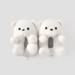 Family Matching Plush Teddy Bear Slippers White