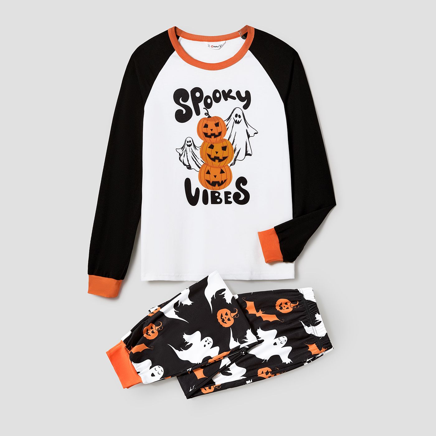 Halloween Family Matching Letter Print & Pumpkin Print Pajamas (résistant Aux Flammes)