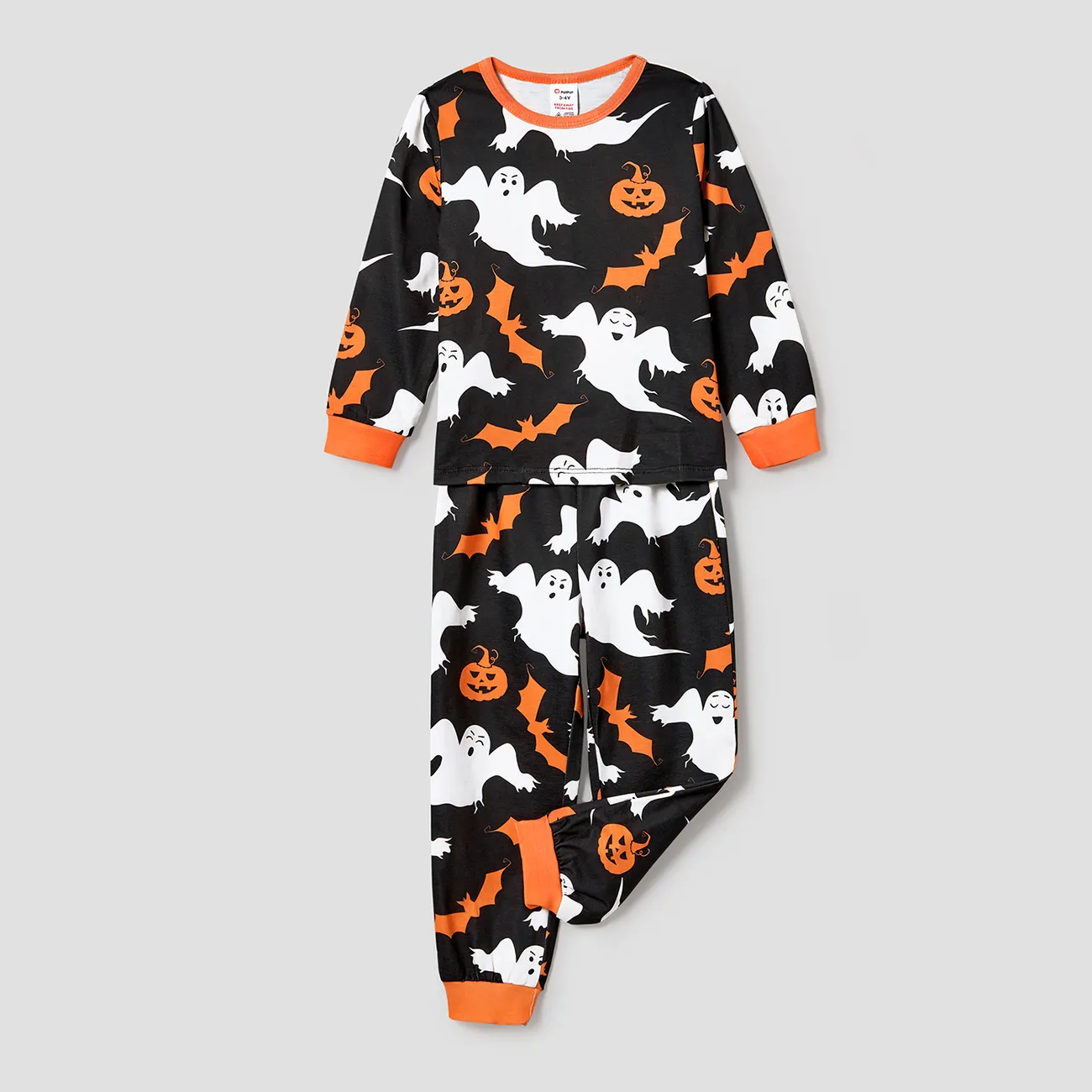 Halloween Look Familial Manches longues Tenues de famille assorties Pyjamas (Flame Resistant) Noir big image 1