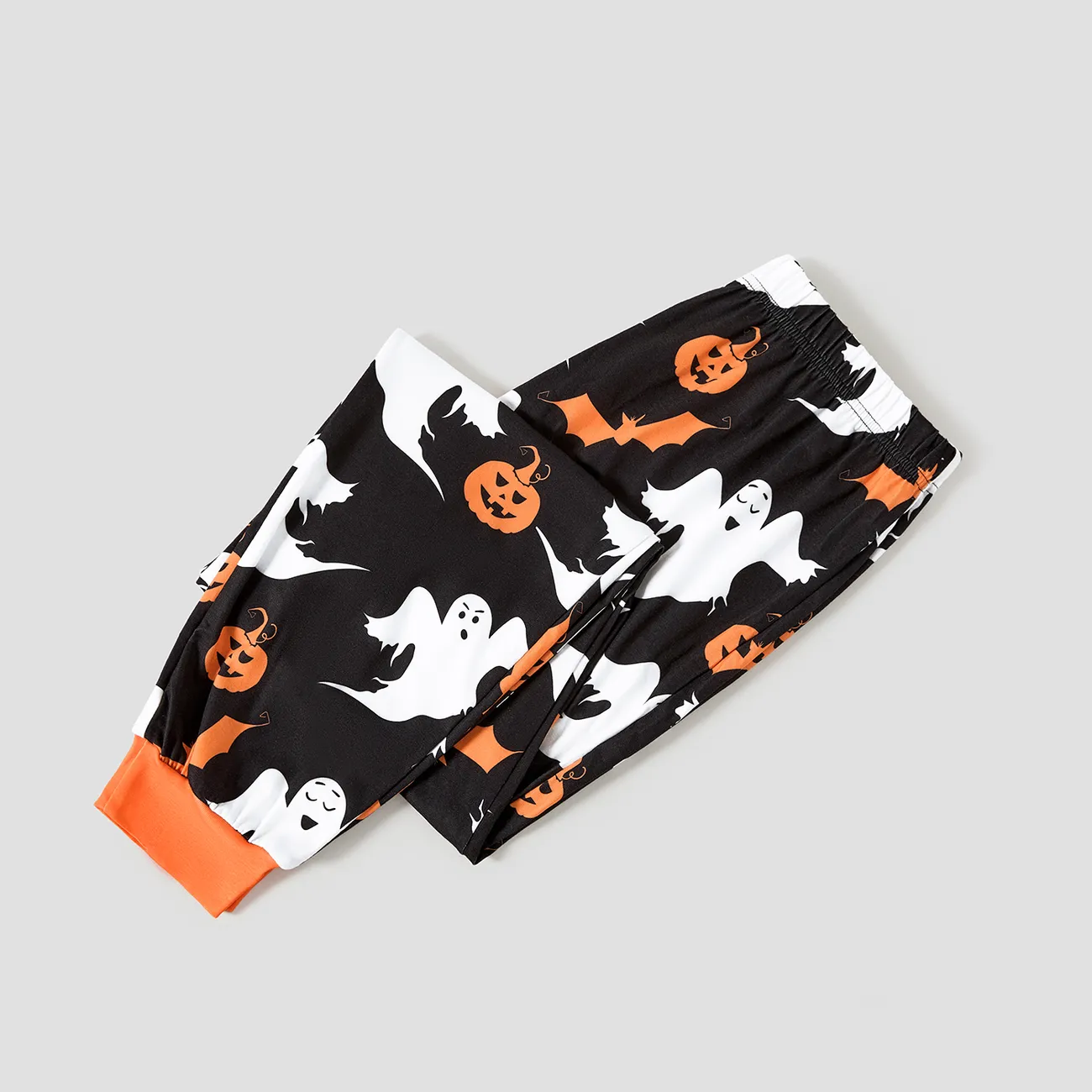 Halloween Family Matching Letter & Pumpkin Print Pajamas Sets (Flame Resistant)
 Black big image 1