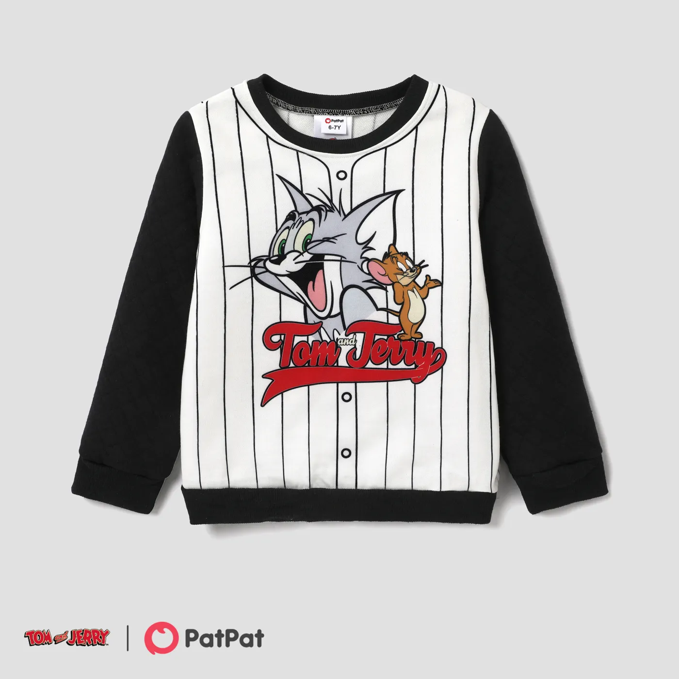 Tom and Jerry Kid Boy Contrast Textured Long-sleeve Crew Neck Sweatshirt   big image 1