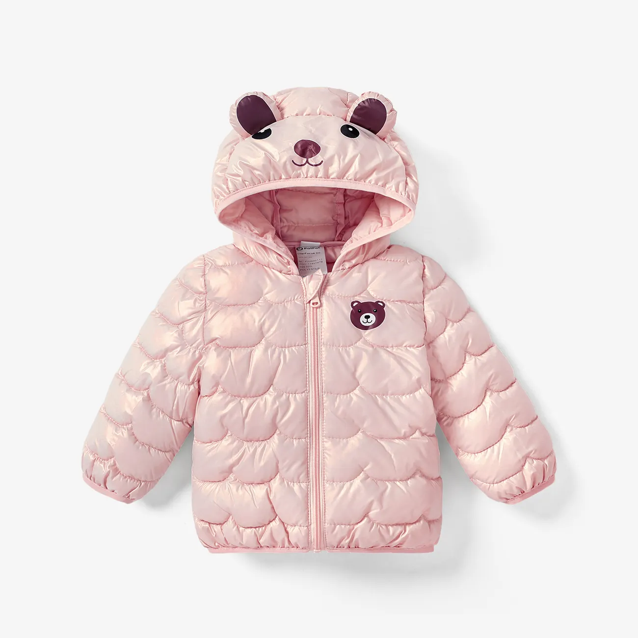 Baby/Toddler Boy/Girl Hooded Bear Pattern Coat  Pink big image 1