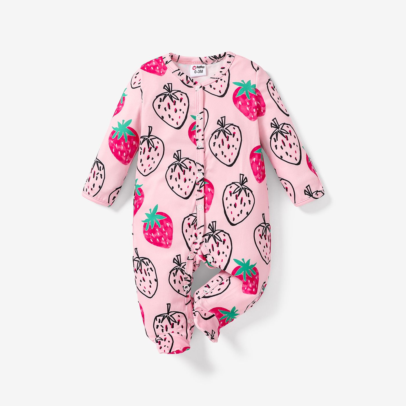 Baby Girl Sweet Strawberry PatternCombinaison à Manches Longues
