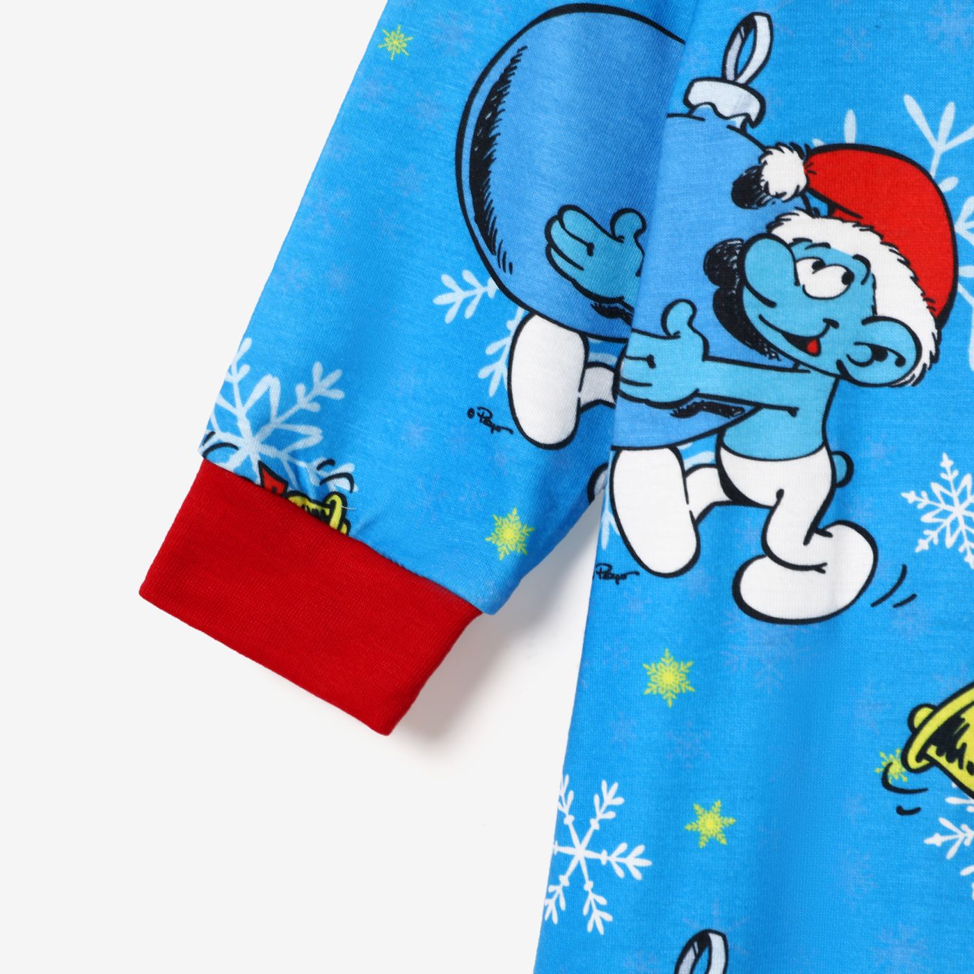 The Smurfs Christmas Pattern Print Colorblock Family Matching