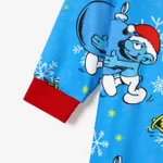 The Smurfs Christmas Pattern Print Colorblock Family Matching Onesies Pajamas(Flame Resistant) Blue image 2