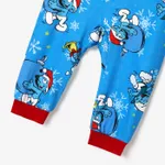 The Smurfs Christmas Pattern Print Colorblock Family Matching Onesies Pajamas(Flame Resistant) Blue image 5