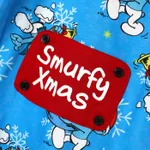 The Smurfs Christmas Pattern Print Colorblock Family Matching Onesies Pajamas(Flame Resistant) Blue image 3