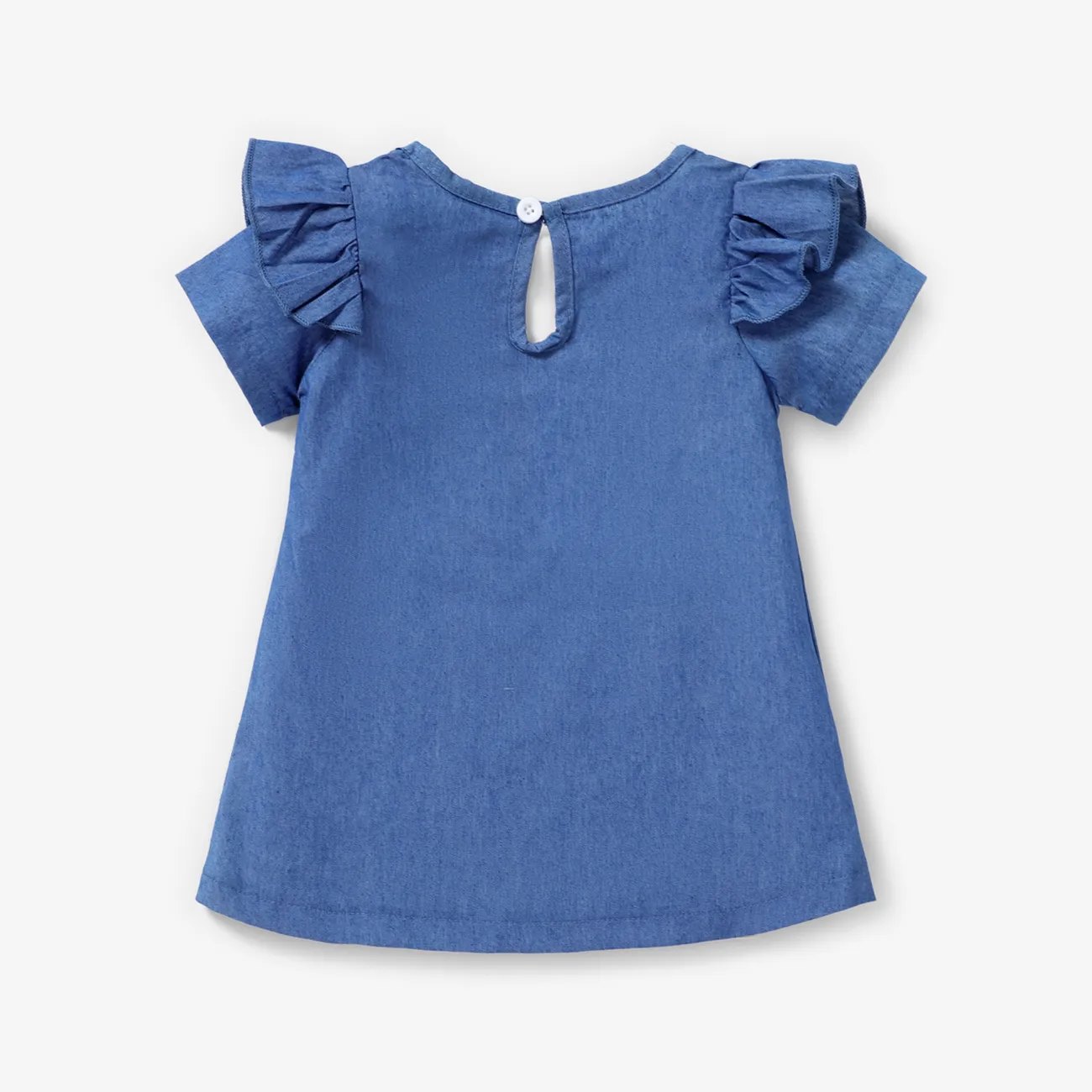 Baby Rüschenrand Hase Süß Kurzärmelig Kleider blau big image 1