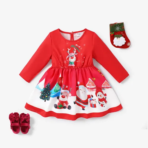Weihnachten Baby Süß Langärmelig Kleider